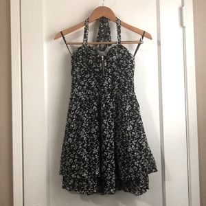 Black & White Butterfly Halter Dress